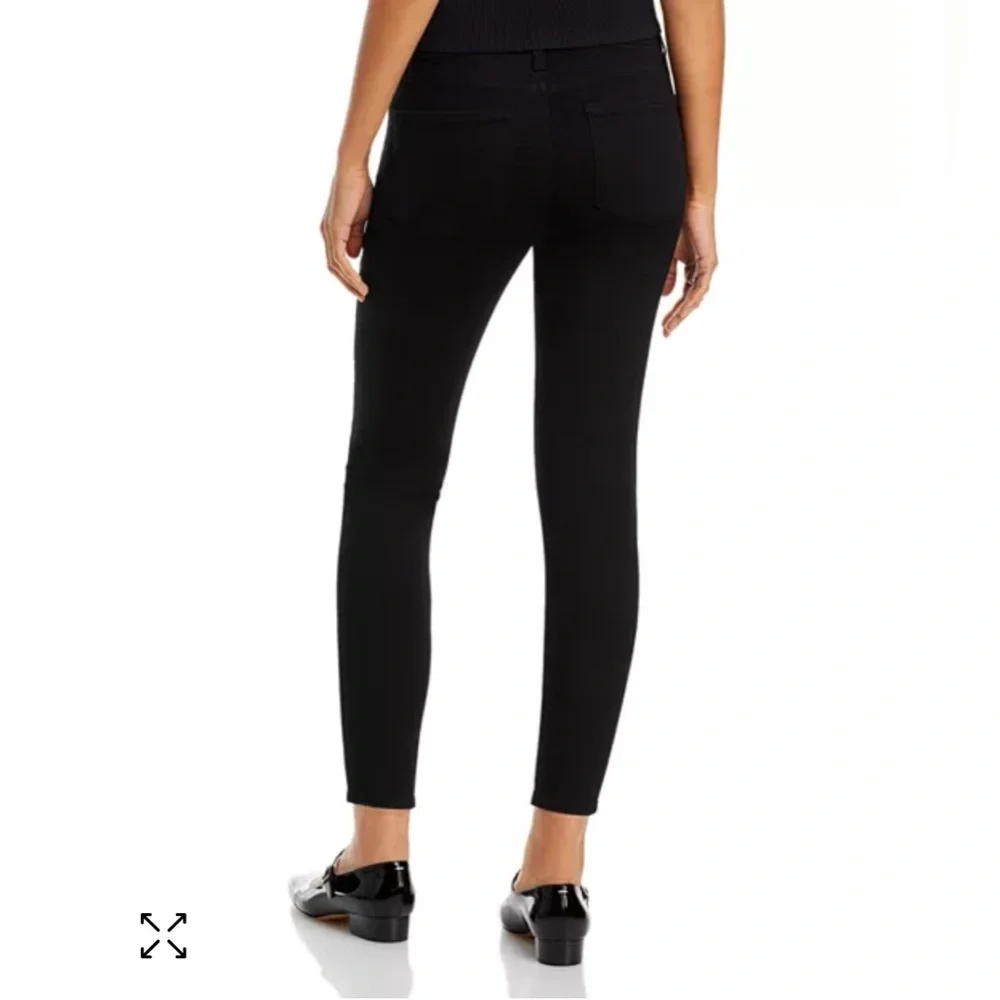 Paige Transcend Verdugo Mid Rise Cropped Skinny Jeans in Black Overdye